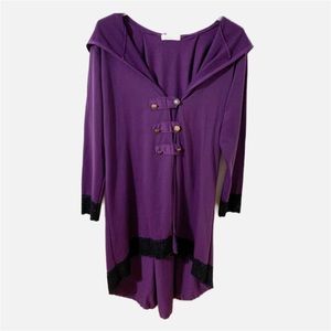 Nextmia Purple Gothic Long Sleeve with Black Lace Details Long Cape Cloak 💜🖤